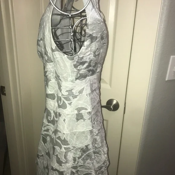 Dressbarn dress size 4 color silver gray lined knee length sleeveless zip up - Picture 4 of 15